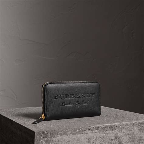 burberry embossed zip around wallet|Burberry wallet with id window.